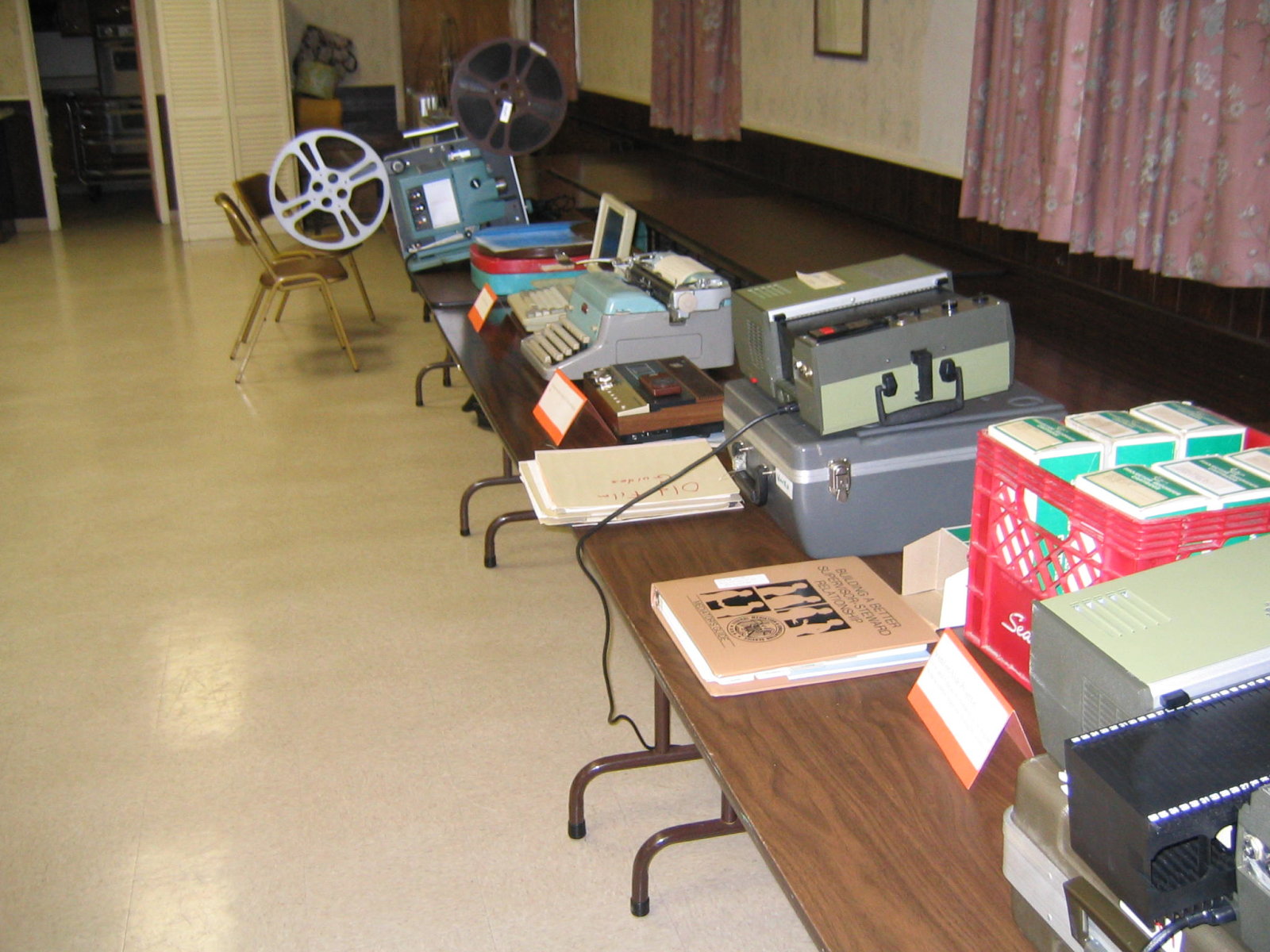 Videos and CDs with playing equipment